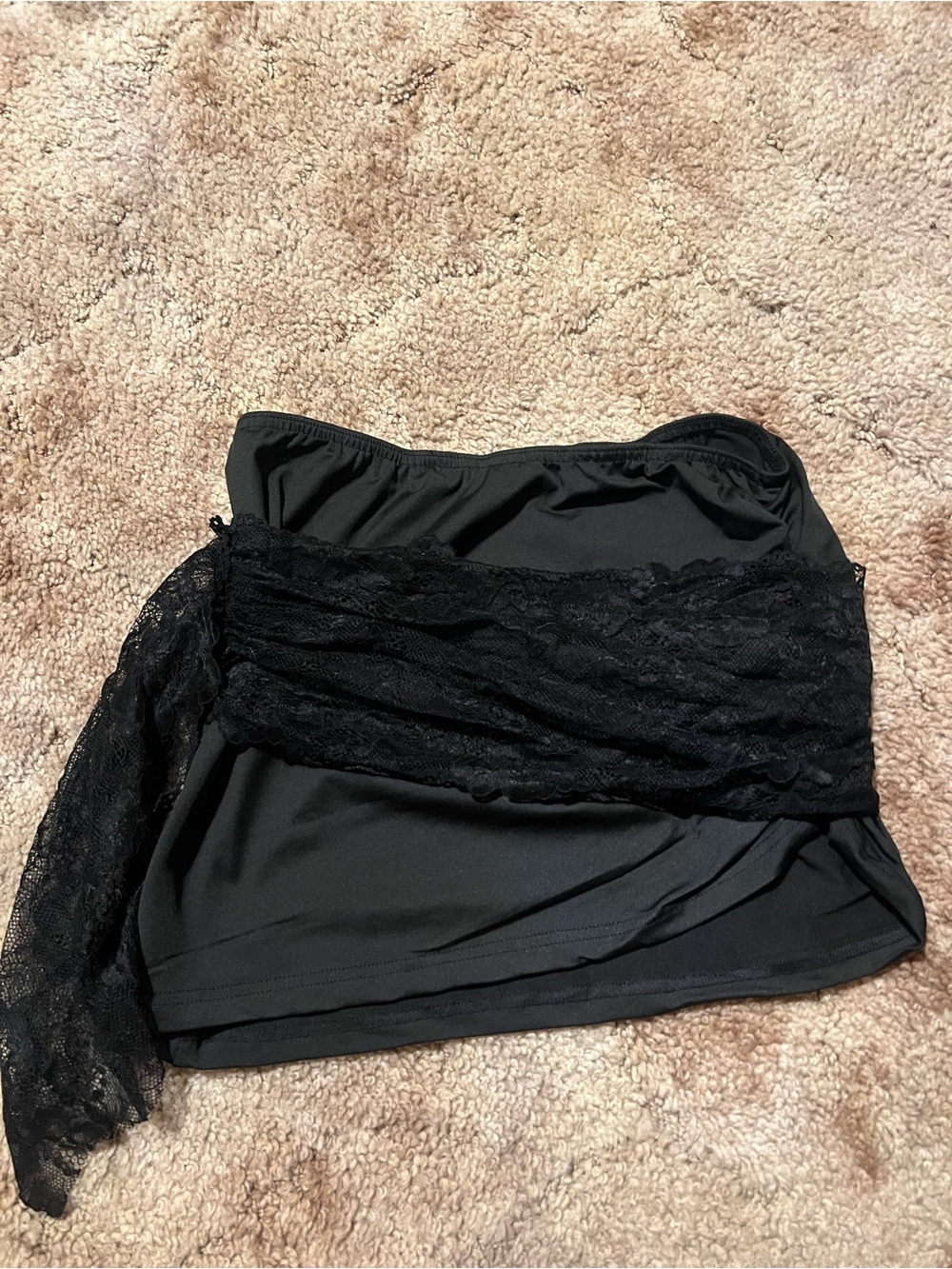 Women's Black Lace-Trim Mini Skirt and Top
